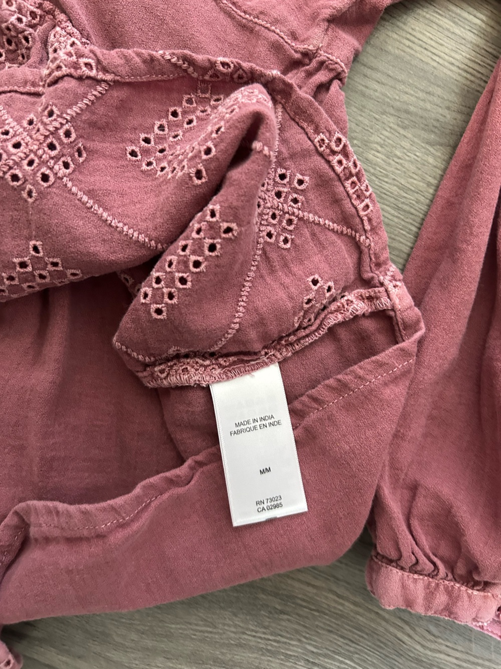 Lucky Brand Mauve Pink Embroidered Peasant Top Babydoll Top Textured Top - Picture 4 of 4